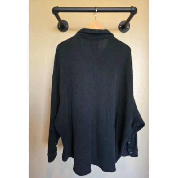 Aerie black waffle button down women's top / Shaket size XXL - Picture 2 of 8